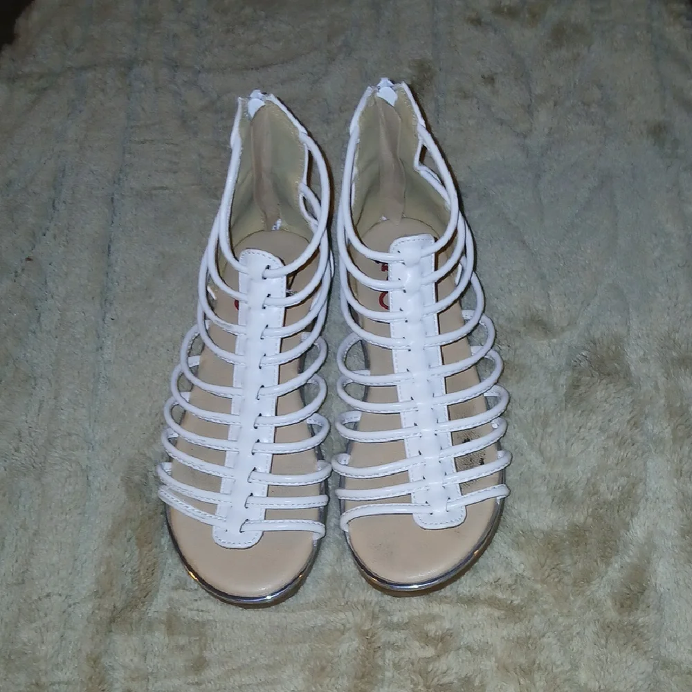 White Strappy Girl Sandals - Picture 1 of 6